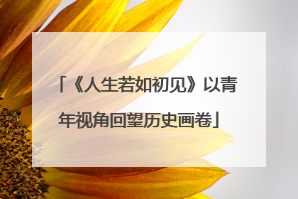 《人生若如初见》以青年视角回望历史画卷