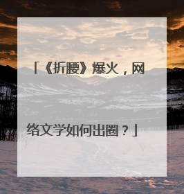 《折腰》爆火，网络文学如何出圈？
