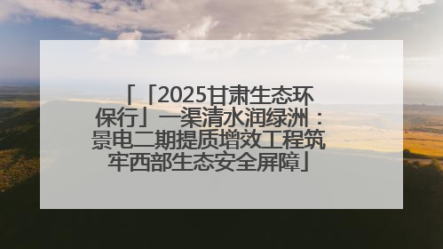 「2025甘肃生态环保行」一渠清水润绿洲：景电二期提质增效工程筑牢西部生态安全屏障