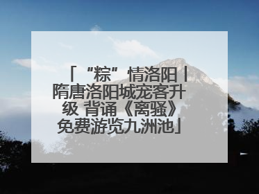“粽”情洛阳丨隋唐洛阳城宠客升级 背诵《离骚》免费游览九洲池