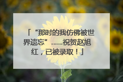 “那时的我仿佛被世界遗忘”……祝贺赵旭红，已被录取！