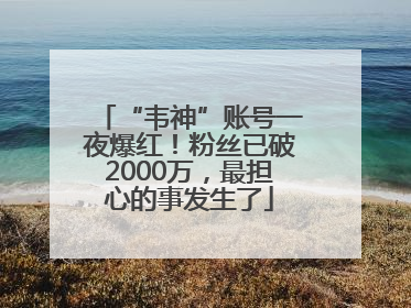 “韦神”账号一夜爆红！粉丝已破2000万，最担心的事发生了