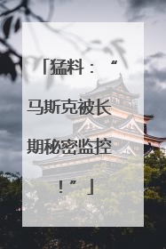 猛料:“马斯克被长期秘密监控!”