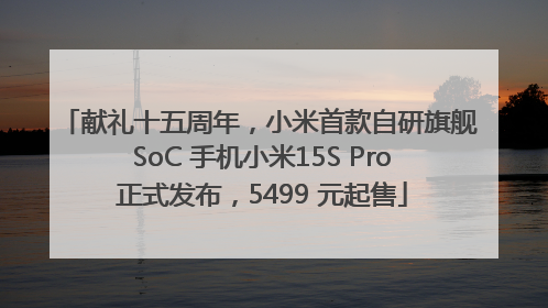 献礼十五周年，小米首款自研旗舰 SoC 手机小米15S Pro 正式发布，5499 元起售