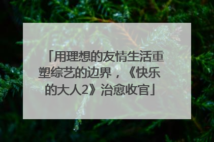 用理想的友情生活重塑综艺的边界，《快乐的大人2》治愈收官