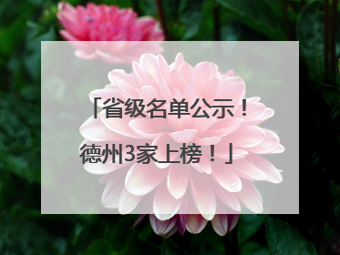 省级名单公示！德州3家上榜！