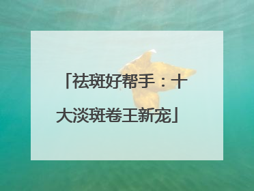 祛斑好帮手：十大淡斑卷王新宠