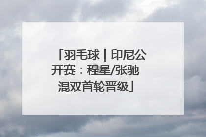 羽毛球｜印尼公开赛：程星/张驰混双首轮晋级