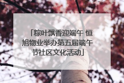 粽叶飘香迎端午 恒旭物业举办第五届端午节社区文化活动