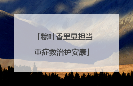 粽叶香里显担当 重症救治护安康