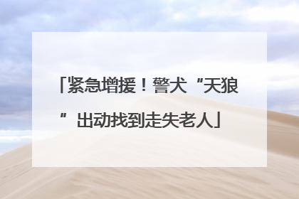紧急增援！警犬“天狼”出动找到走失老人