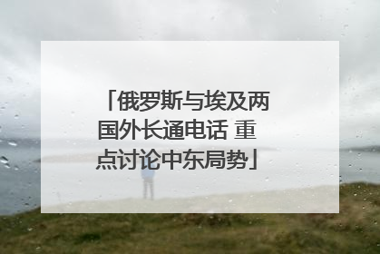 俄罗斯与埃及两国外长通电话 重点讨论中东局势