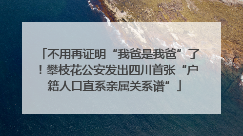 不用再证明“我爸是我爸”了！攀枝花公安发出四川首张“户籍人口直系亲属关系谱”