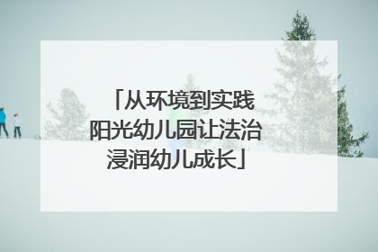 从环境到实践 阳光幼儿园让法治浸润幼儿成长