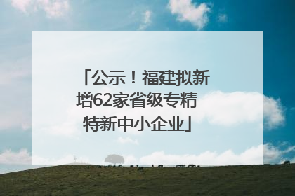 公示！福建拟新增62家省级专精特新中小企业