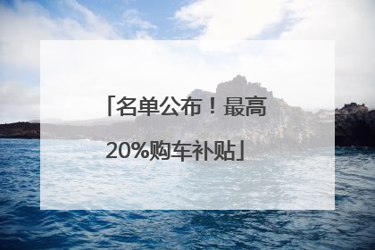 名单公布！最高20%购车补贴