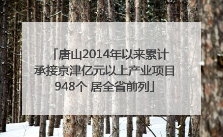 唐山2014年以来累计承接京津亿元以上产业项目948个 居全省前列