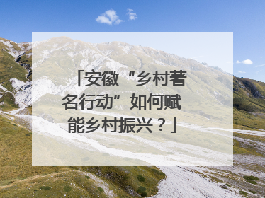 安徽“乡村著名行动”如何赋能乡村振兴？