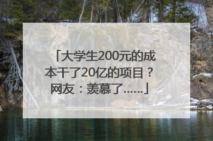 大学生200元的成本干了20亿的项目？网友：羡慕了……