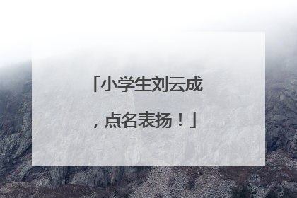 小学生刘云成，点名表扬！