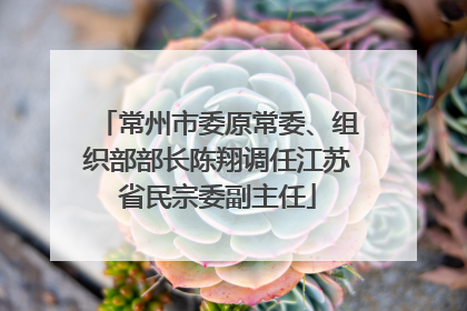 常州市委原常委、组织部部长陈翔调任江苏省民宗委副主任