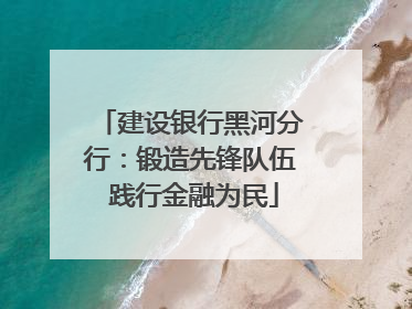建设银行黑河分行：锻造先锋队伍 践行金融为民