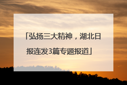 弘扬三大精神，湖北日报连发3篇专题报道