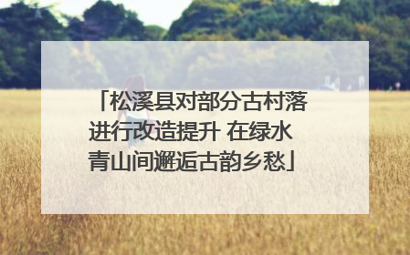 松溪县对部分古村落进行改造提升 在绿水青山间邂逅古韵乡愁