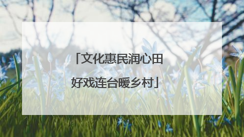 文化惠民润心田 好戏连台暖乡村