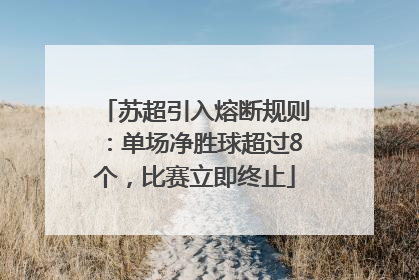 苏超引入熔断规则：单场净胜球超过8个，比赛立即终止