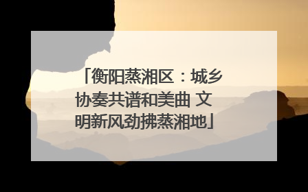 衡阳蒸湘区：城乡协奏共谱和美曲 文明新风劲拂蒸湘地
