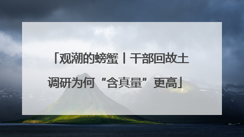 观潮的螃蟹丨干部回故土调研为何“含真量”更高
