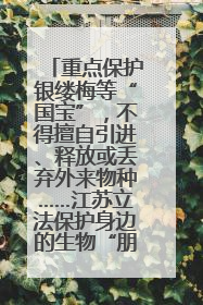 重点保护银缕梅等“国宝”，不得擅自引进、释放或丢弃外来物种……江苏立法保护身边的生物“朋友圈”