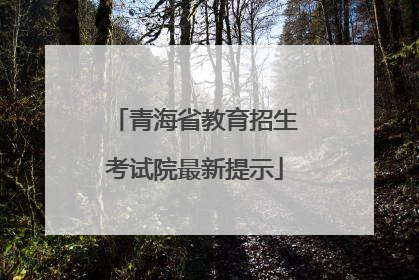 青海省教育招生考试院最新提示