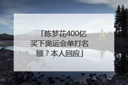 陈梦花400亿买下奥运会单打名额？本人回应