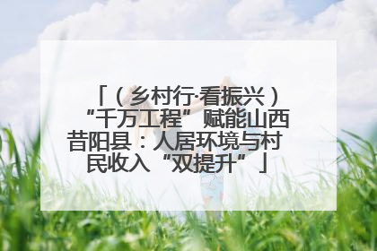 （乡村行·看振兴）“千万工程”赋能山西昔阳县：人居环境与村民收入“双提升”